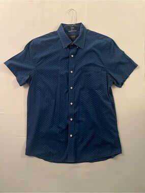 Nordstrom Short-Sleeve Navy Dot Button-Down Shirt